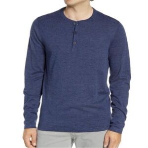 Nordstrom Men’s Shop Heathered Blue Henley Shirt Size Large